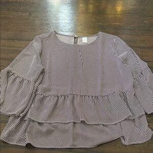 Time and Tru Black and White Striped Blouse